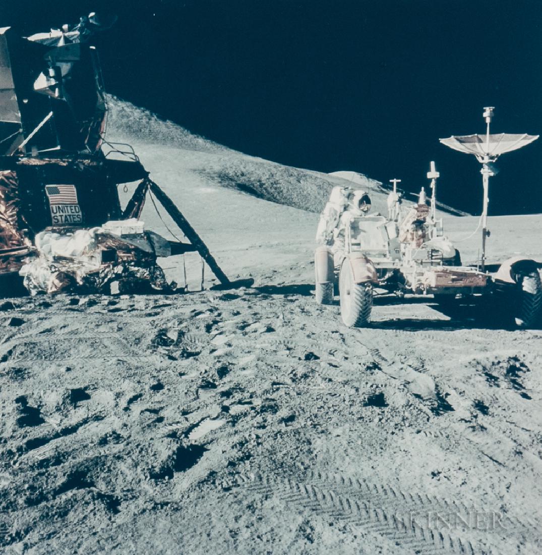 David Scott (American, b. 1932): David Scott (American, b. 1932) James Irwin and the Rover at the Hadley-Apennine landing site, EVA 1, Apollo 15, August 1971. Numbered 'NASA AS15-86-11601' (NASA MSC) in red on the recto u.l. margin