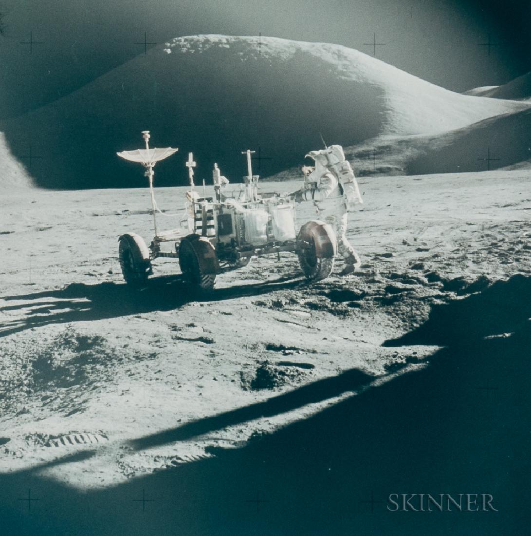David Scott (American, b. 1932): David Scott (American, b. 1932) James Irwin and the Rover in front of Mount Hadley, EVA 1, Apollo 15, August 1971. Numbered 'NASA AS15-86-11603' (NASA MSC) in red on the recto u.l. margin, NASA MSC
