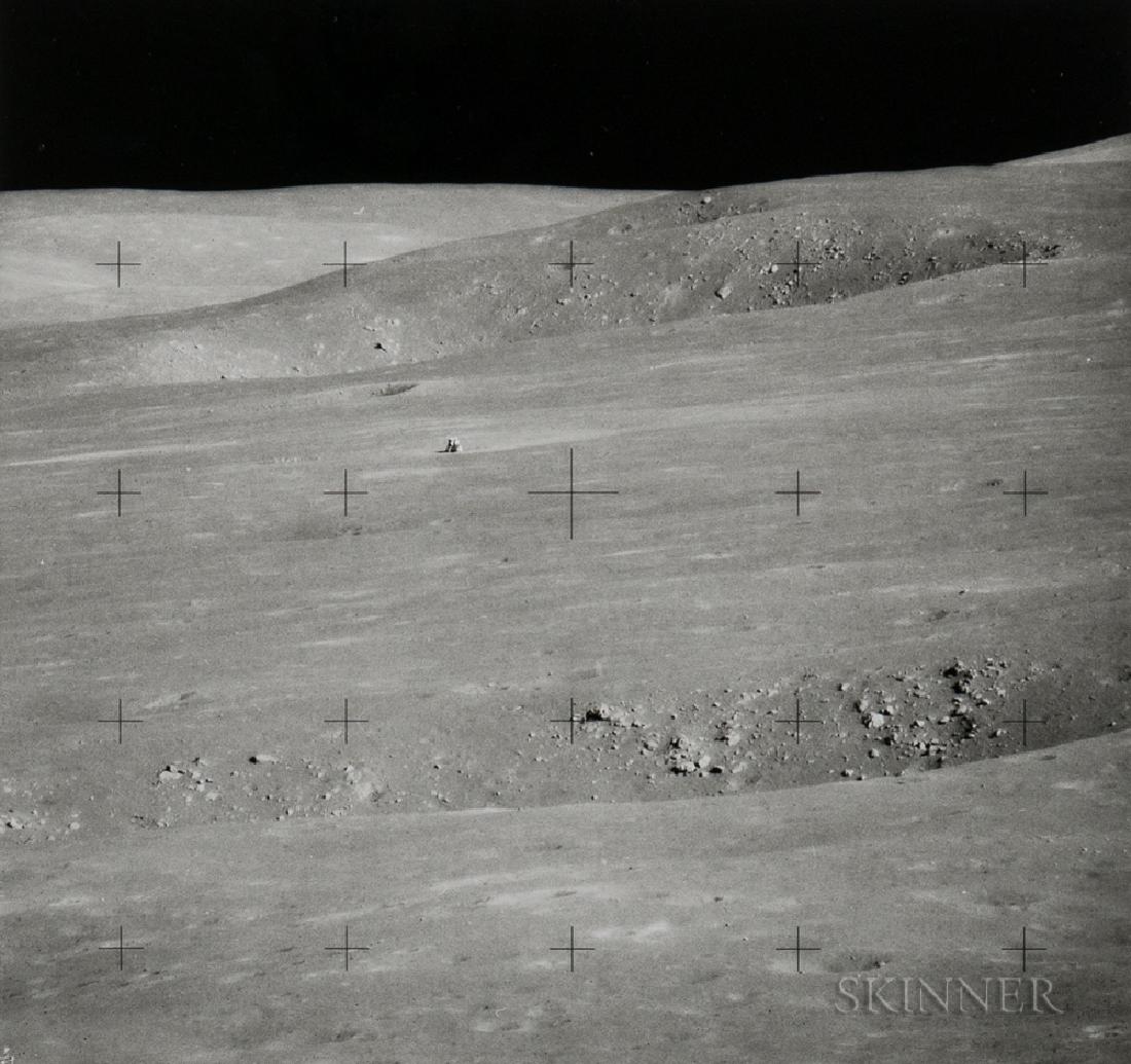 David Scott (American, b. 1932): David Scott (American, b. 1932) The Lunar Module Falcon in the desolate moonscape of Hadley-Apennine, EVA 2, Apollo 15, August 1971. Numbered 'NASA AS15-84-11324' (NASA MSC) in black on the recto u.