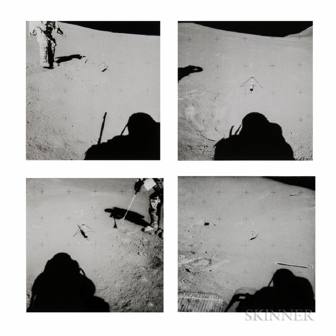 James Irwin (American, 1930-1991): James Irwin (American, 1930-1991) Four views of David Scott's geologic investigations at Apennine Front's Station 6 and Spur Crater's Station 7, EVA 2, Apollo 15, August 1971. Numbered 'NASA AS15-85