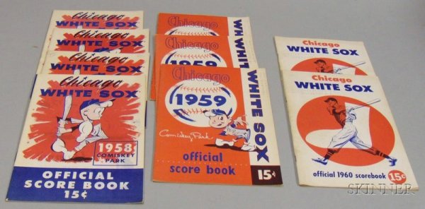 Nine American League Chicago White Sox Official Sco: Nine American League Chicago White Sox Official Score Books, four 1958, including two vs. Boston Red Sox, vs. Washington Senators, and Detroit Tigers; three 1959, including vs. Washington Senators, an