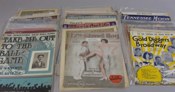 Approximately Sixty-six Pieces of Assorted Early 2: Approximately Sixty-six Pieces of Assorted Early 20th Century Illustrated Sheet Music.