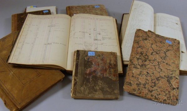 Eight 19th Century Hand-written Accounts Ledgers, : Eight 19th Century Hand-written Accounts Ledgers, mostly Maine related.