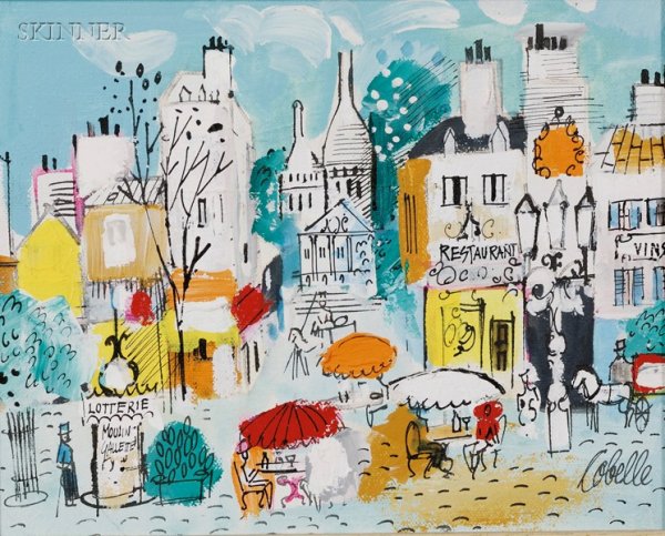 Charles Cobelle (French/American, 1902-1994) View: Charles Cobelle (French/American, 1902-1994) View of Montmartre and the Sacre Coeur Signed "Cobelle" in pen l.r. Oil and ink on canvas, 8 x 10 in., framed. Condition: Subtle surface grime.