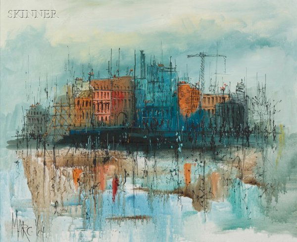 Continental School, 20th Century Industrial Lands: Continental School, 20th Century Industrial Landscape Signed and dated "MARC '64" l.l. Oil on canvas, 23 1/2 x 28 3/4 in., framed. Condition: Surface grime.