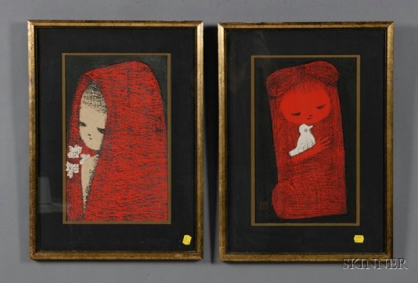 Kaoru Kawano (Japanese, 1916-1965) Lot of Four Port: Kaoru Kawano (Japanese, 1916-1965) Lot of Four Portraits of a Young Girl Each signed "Kaoru Kawano" in pencil l.l. or l.r., three sealed l.l. or l.r. Woodblock prints, sight sizes to 10 1/4 x 15 in., 
