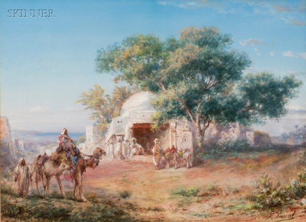 Paul Pascal (French, 1832-1903) Arabian Scene Sign: Paul Pascal (French, 1832-1903) Arabian Scene Signed "P. Pascal" l.r. Watercolor, ink wash, and gouache on paper/board, sight size 16 1/4 x 22 1/4 in. (41.3 x 56.5 cm), framed. Condition: Subtle rippl
