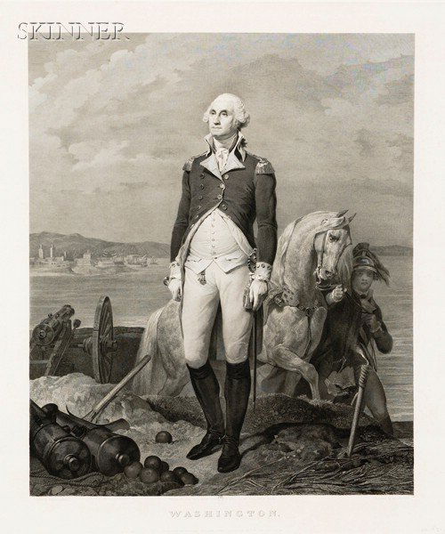 Jean Nicolas Laugier (French, 1785-1875), After Le: Jean Nicolas Laugier (French, 1785-1875), After Leon Cogniet (French, 1794-1880) and Gilbert Stuart (American, 1755-1828) Lot of Two Impressions of Washington, 1839. Identified in the pla