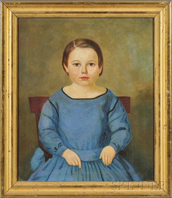 American School, 19th Century Three Kline Family P: American School, 19th Century Three Kline Family Portraits. Unsigned. Oil on canvas, c. 1850, depicting John P. Kline, his wife Louisa Jane and their son Frederick, of Rockville, Connecticut, 26 x 21 