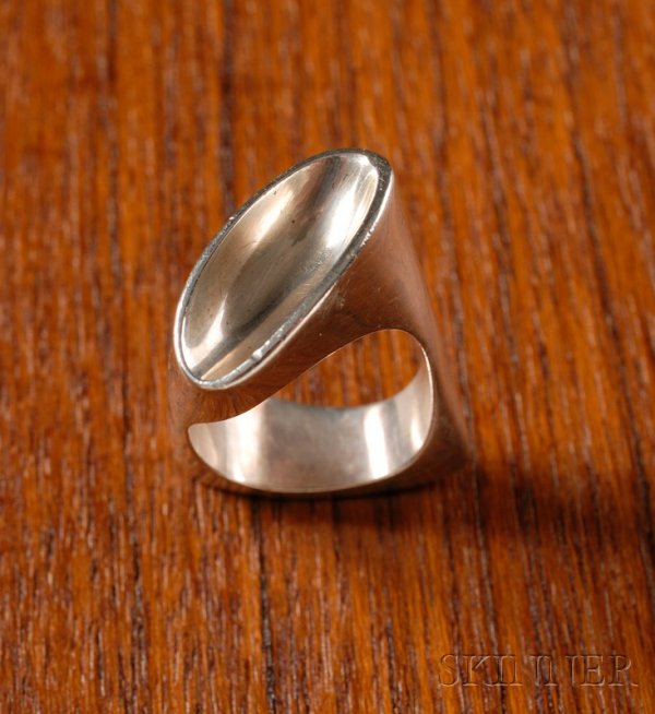 Georg Jensen Ring Sterling silver Torun, Denmark, : Georg Jensen Ring Sterling silver Torun, Denmark, 1945 - Square back shank, diagonal oval sculpted front, marked Georg Jensen 925S, Torun no. 149, approx size 6.