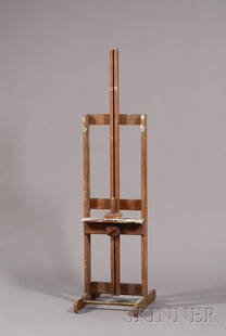 Artist's Easel Wood Mid 20th century Adjustable, h: Artist's Easel Wood Mid 20th century Adjustable, ht. 82 3/4 in. Provenance: Estate of Richard Filipowski (1923-2008), his personal easel. Mr. Filipowski was a sculptor of international repute who taug