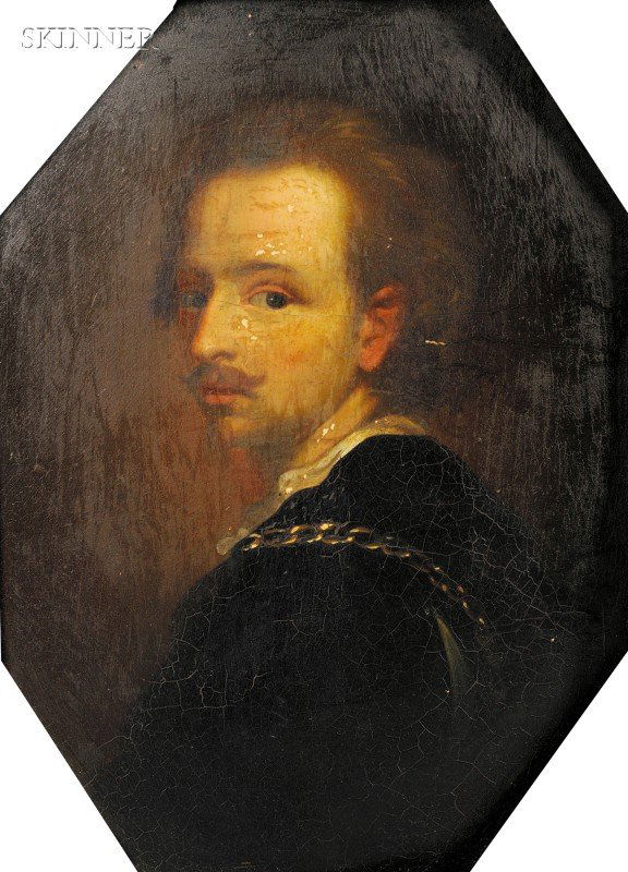 Dutch School, 17th Century Style Portrait of a Gen: Dutch School, 17th Century Style Portrait of a Gentleman Unsigned, label from Costa and Conti, Florence, on the reverse. Oil on board, octagonal format, 8 x 5 7/8 in. (20.3 x 14.8 cm), framed. Conditi