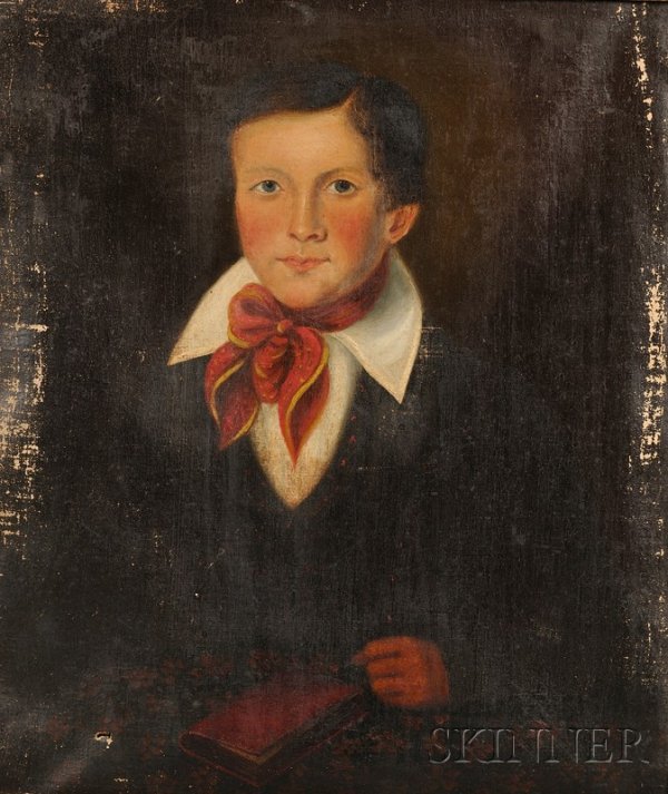Lot of Two Works: Anglo/American School, 19th Cent: Lot of Two Works: Anglo/American School, 19th Century, Portrait of a Boy, unsigned, oil on canvas, 23 x 19 3/4 in. (58.4 x 50.2 cm), framed; Continental School, 19th Century, View of Constantinople, i
