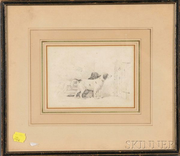 Attributed to Henry Thomas Alken (British, 1785-18: Attributed to Henry Thomas Alken (British, 1785-1851) Two Setters Signed "H. Alken" l.l. Graphite on paper, sheet size 4 1/4 x 6 in. (10.8 x 15.2 cm), framed. Condition: Laid down, mat burn, scattered