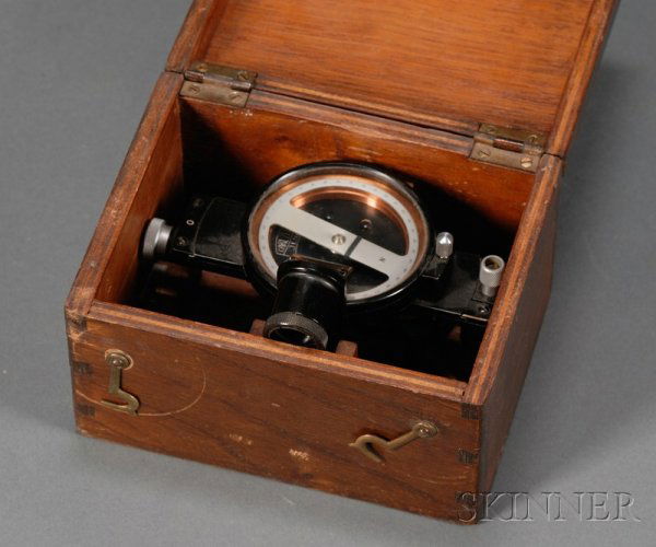 Carl Zeiss Compass Attachment, with 2 3/4 in. dia.: Carl Zeiss Compass Attachment, with 2 3/4 in. dia. black-painted case, silvered compass ring calibrated 0-360 and marked "N," back plate marked Carl Zeiss Jenna within the glazed opening, magnifier re
