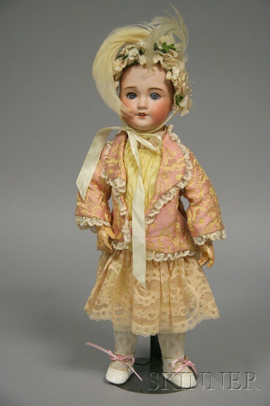 S.F.B.J. 301 Bisque Doll, impressed 301, Unis Fran: S.F.B.J. 301 Bisque Doll, impressed 301, Unis France in ellipse and 71, 14 on either side, with open mouth, molded teeth, weighted blue eyes with painted lower lashes and molded brows, later