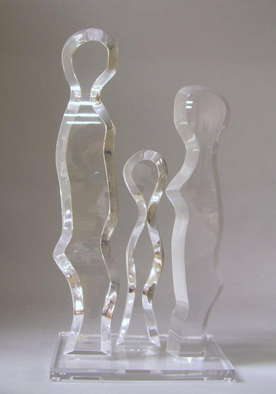Lot of Two Clear Acrylic Sculptures, including Pis: Lot of Two Clear Acrylic Sculptures, including Pisces by Hivo G. Van Teal (Dutch/American, 20th Century), incised signature "Van Teal" on base.