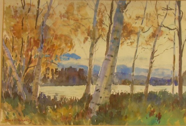 Framed Watercolor and Graphite on Paper of Autumn : Framed Watercolor and Graphite on Paper of Autumn Birches by David Curtis Baker (American, 1915-1999), signed "David C. Baker" l.l., sight size 14 x 20 in.