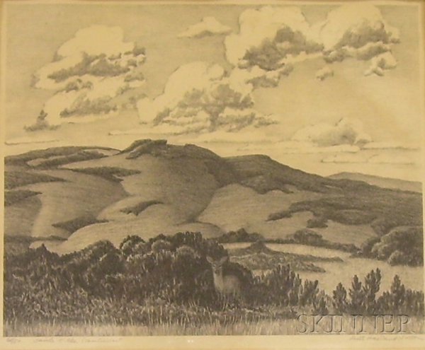 Lot of Three Framed Works, including Saul's Hills,: Lot of Three Framed Works, including Saul's Hills, Nantucket by Ruth Haviland Sutton (American, 1898-1960), signed "Ruth Haviland Sutton" in pencil l.r., titled and numbered "...Ed/50" l.l., lithograp