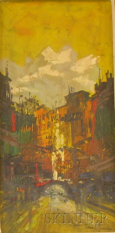 Framed Oil on Canvas, Vista nella Veccia Roma, by: Framed Oil on Canvas, Vista nella Veccia Roma, by Tano de Simone (Italian, b. 1935), signed "Tano de Simone" l.r., also signed and titled "Tano de Simone..." on the reverse. Condition: Surface grime. 