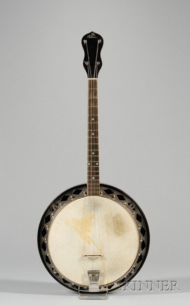 American Tenor Banjo, Gibson Incorporated, Kalamaz: American Tenor Banjo, Gibson Incorporated, Kalamazoo, c. 1926, Model TB-1, labeled THE GIBSON INC, KALAMAZOO, MICH and stamped 8649-71 on the pot, the peghead with THE GIBSON silkscreen logo, dia. of