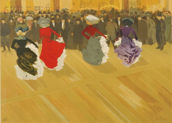 Louis Abel-Truchet (French, 1857-1918) La quadrille,: Louis Abel-Truchet (French, 1857-1918) La quadrille, 1890. Signed in the matrix. Color lithograph on paper, image size 20 1/4 x 28 1/4 in. (51.4 x 71.7 cm), framed. Condition: Not examined out of fram