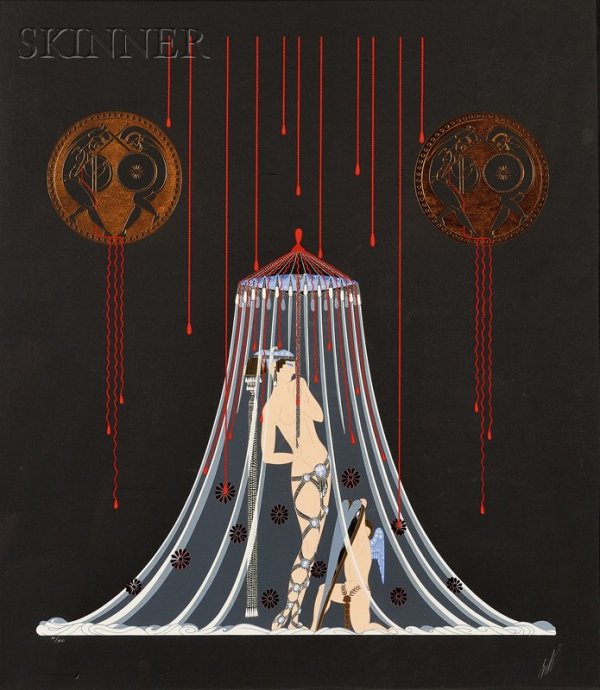 Romain de Tirtoff, called Erté (Russian, 1892-1990): Romain de Tirtoff, called Erté (Russian, 1892-1990) Helen of Troy, 1987, edition of 300. Signed "Erté" in pencil l.r., numbered "16/300" in pencil l.l. Color screenprint on black paper, image size 2