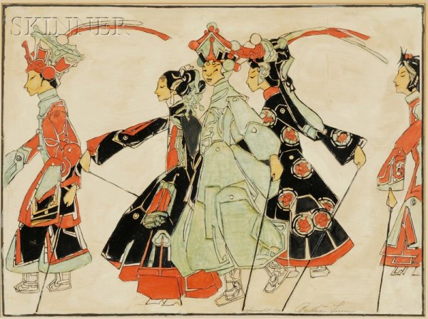Bertha Boynton Lum (American, 1869-1954) Promenade: Bertha Boynton Lum (American, 1869-1954) Promenade of the Marionettes, 1927 (Gravalos & Pulin, 92B). Signed and inscribed "copyright by Bertha Lum" in pencil (within the image) l.c., identified on a l