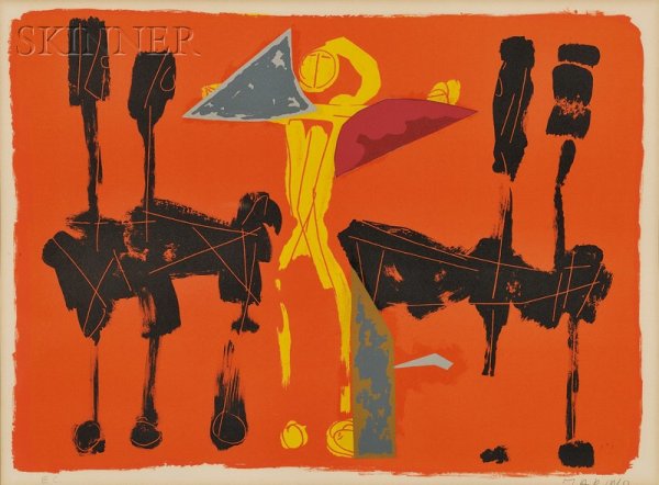 Marino Marini (Italian, 1901-1980) Chevaux et cava: Marino Marini (Italian, 1901-1980) Chevaux et cavaliers 4, 1972 (Guastalla & Schulz-Hoffman, L107). Signed "MARINO" in pencil l.r., inscribed "EC." in pencil l.l. Color lithograph on paper, image size