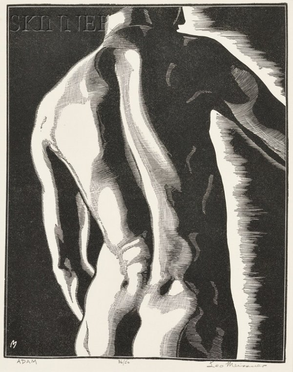 Leo John Meissner (American, 1895-1977) Adam, edit: Leo John Meissner (American, 1895-1977) Adam, edition of 50. Signed "Leo Meissner" in pencil l.r., titled in pencil l.l., numbered "36/50" in pencil l.c., monogrammed in the block. Wood engraving on p