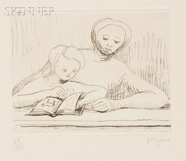 Henry Moore (British, 1898-1986) Picture Book, 196: Henry Moore (British, 1898-1986) Picture Book, 1967, edition of 50 (Cramer et al., 91). Signed "Moore" in pencil l.r., numbered "45/50" in pencil l.l. Etching on paper, plate size 3 7/8 x 5 1/8 in. (1