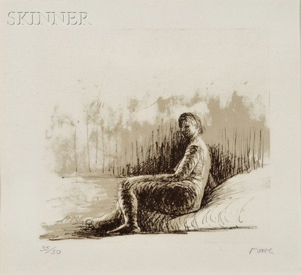 Henry Moore (British, 1898-1986) Resting Girl from: Henry Moore (British, 1898-1986) Resting Girl from NUDES, 1974, edition of 50, printed by Curwen Prints Ltd., London (Cramer, 405). Signed "Moore" in pencil l.r., numbered "35/50" in pencil l
