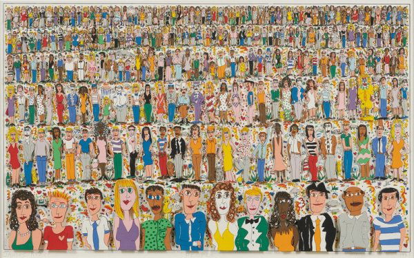 James Rizzi (American, b. 1950) People, 1988, edit: James Rizzi (American, b. 1950) People, 1988, edition of 250. Signed, titled, numbered, and dated "James RIZZI...101/250 1988" in pencil beneath the image. Color screenprint with three-dimensional col