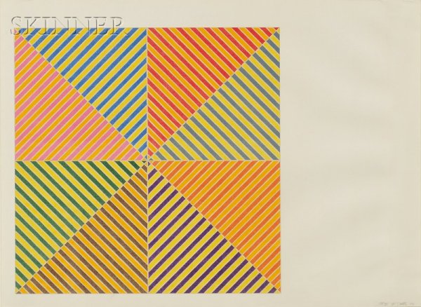 Frank Stella (American, b. 1936) Sidi Ifni, 1973,: Frank Stella (American, b. 1936) Sidi Ifni, 1973, edition of 90 plus proofs (Axsom, 91a). Inscribed, signed, and dated "P.P. II F. Stella '73" in pencil l.r. Color lithograph on paper, image size 19 x