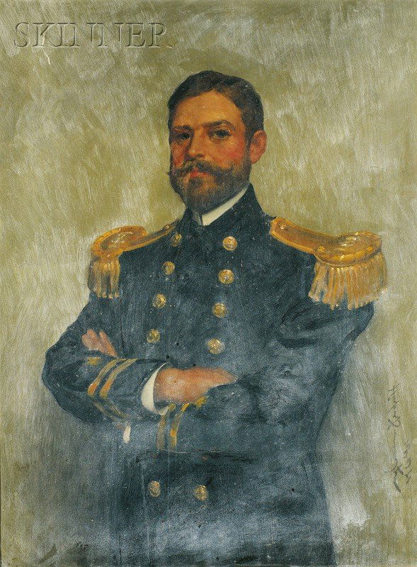 Harper Pennington (American, 1854-1920) Portrait: Harper Pennington (American, 1854-1920) Portrait of Officer Signed and dated "Harper Pennington 1894" l.r. Oil on canvas mounted onto panel, 40 x 30 in. (101.6 x 76.2 cm), framed in a liner. Condition