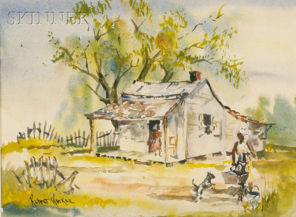 Robert M. Rucker (American, 1932-2001) Lot of Two: Robert M. Rucker (American, 1932-2001) Lot of Two Southern Homestead Views One signed "Rucker" l.l., the other signed "Robert Rucker" l.l. Watercolor on paper, sight sizes to 7 3/8 x 10 in. (18.7 x 25