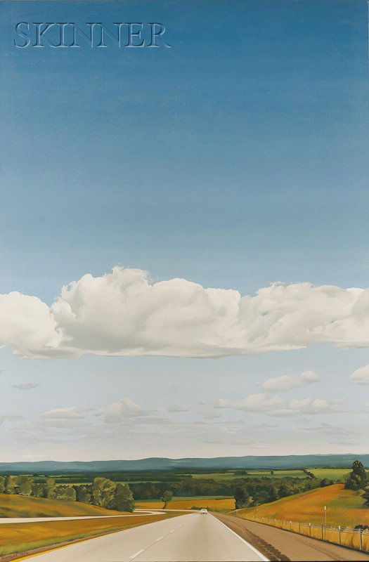 Sarah Supplee (American, 1941-1997) New York, Rout: Sarah Supplee (American, 1941-1997) New York, Route 28, North of Utica with Cloudbank Signed and dated "SUPPLEE 1975" l.l., also identified, titled, and inscribed "Sarah Supplee...June, 1975,"