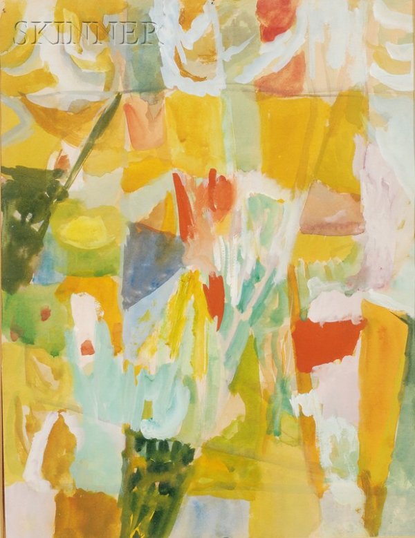 Florence Henri (Swiss, 1893-1982) Abstract Composi: Florence Henri (Swiss, 1893-1982) Abstract Composition Signed "Florence Henri" l.r. Gouache on paper, sight size 10 1/8 x 7 3/4 in. (25.7 x 19.7 cm), framed. Condition: Not examined out of the frame.