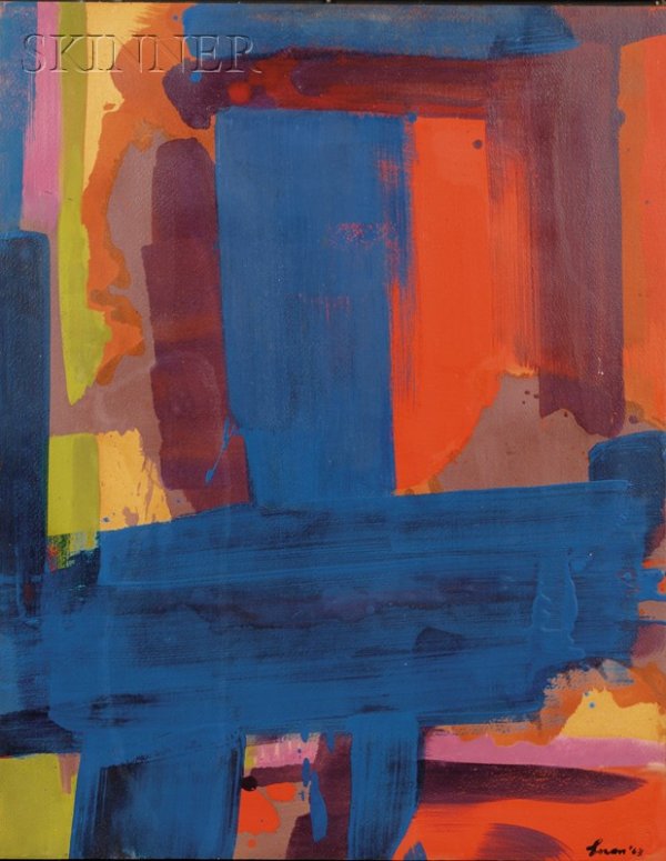 Erle Loran (American, 1905-1999) The Inner Door Si: Erle Loran (American, 1905-1999) The Inner Door Signed and dated "Loran '63" l.r., titled, inscribed and signed "...Erle Loran" on the strainer, identified on labels from the San Francisco Mu