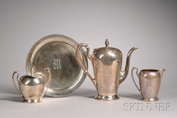 Four-piece Watson Sterling Coffee Set, monogrammed: Four-piece Watson Sterling Coffee Set, monogrammed, approx. 66 troy oz.