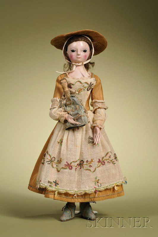70 Queen Anne Lady Doll, England, c. 1750, carved wood