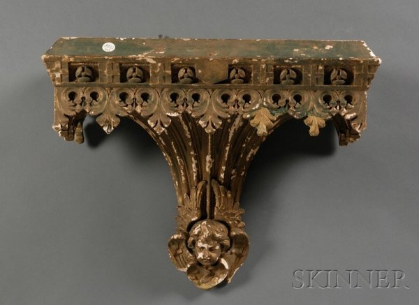 Gothic-style Plaster Wall Shelf, ht. 16 in.: Gothic-style Plaster Wall Shelf, ht. 16 in.