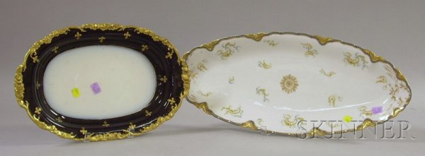 Limoges Decorated Porcelain Platter and Fish Platt: Limoges Decorated Porcelain Platter and Fish Platter.