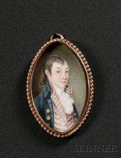 Portrait Miniature of Colonel Dudley Coleman (1745-1: Portrait Miniature of Colonel Dudley Coleman (1745-1797), America, late 18th century, unsigned, subject identified in engraved inscriptions on the reverse, watercolor on ivory, 1 1/2 x 1 in., in a