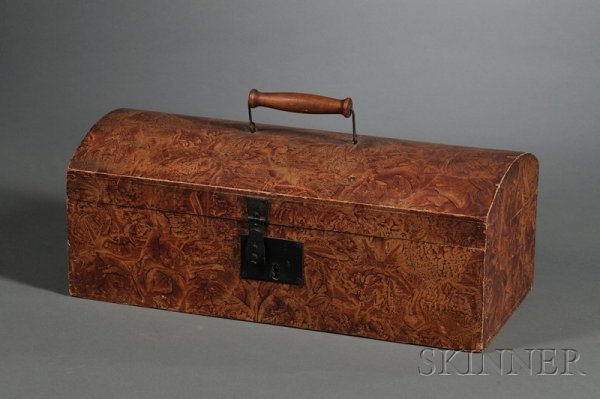Small Grain-painted Dome-top Pine Box, probably New