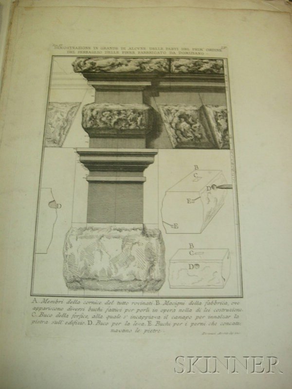 Piranesi, Giovanni Battista (1720-1778), Fragment: Piranesi, Giovanni Battista (1720-1778), Fragment from Campus Martius antique urbis, Rome: 1762, comprising a title page numbered 2, an index page (folds), page 67/68, page ccxi attached to Table 1, f