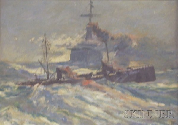 Framed Oil on Board Marine Scene Attributed to Laszl: Framed Oil on Board Marine Scene Attributed to Laszlo Kezdi Kovacs (Hungarian, 1864-1942), Signed inscribed "Kovacs Laslo 1920" l.r. Oil on board,