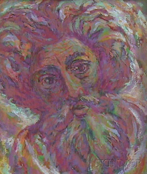 Framed Oil on Canvasboard Portrait of a Man by Edwa: Framed Oil on Canvasboard Portrait of a Man by Edward Goldman (American, 1916-2006), inscribed "E. Goldman" l.r., inscribed on the reverse.