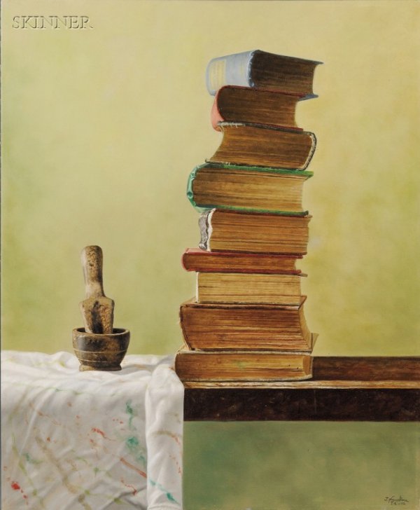 Yampier Sardina Esper?n (Cuban, b. 1979), Elevate.: Yampier Sardina Esper?n (Cuban, b. 1979) Elevate. Signed and dated "Y. P. Sardina/06-05" l.r. Oil on canvas, 35 x 28 3/4 in., unframed. Condition: Good.