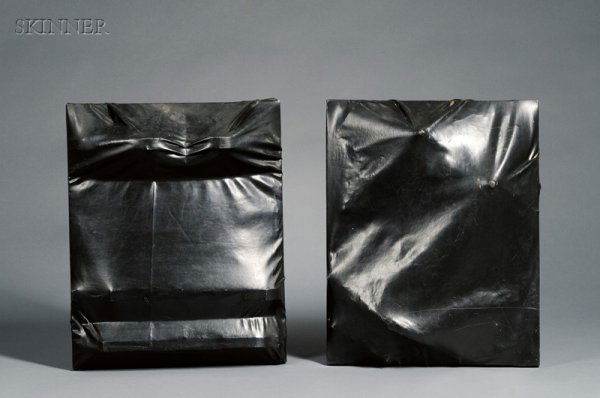 Jack Roth (American, 1927-2004), Two Wrapped Bas-R: Jack Roth (American, 1927-2004) Two Wrapped Bas-Reliefs, c. 1966. One signed "Roth" on the reverse. Fabric-backed vinyl, wood, and metal construction, 18 x 14 1/2 in. Condition: Surface grime